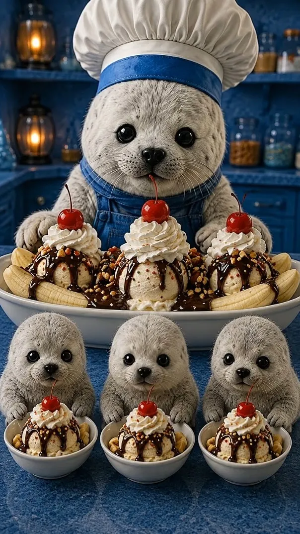Chef Pluff presenting Banana Split