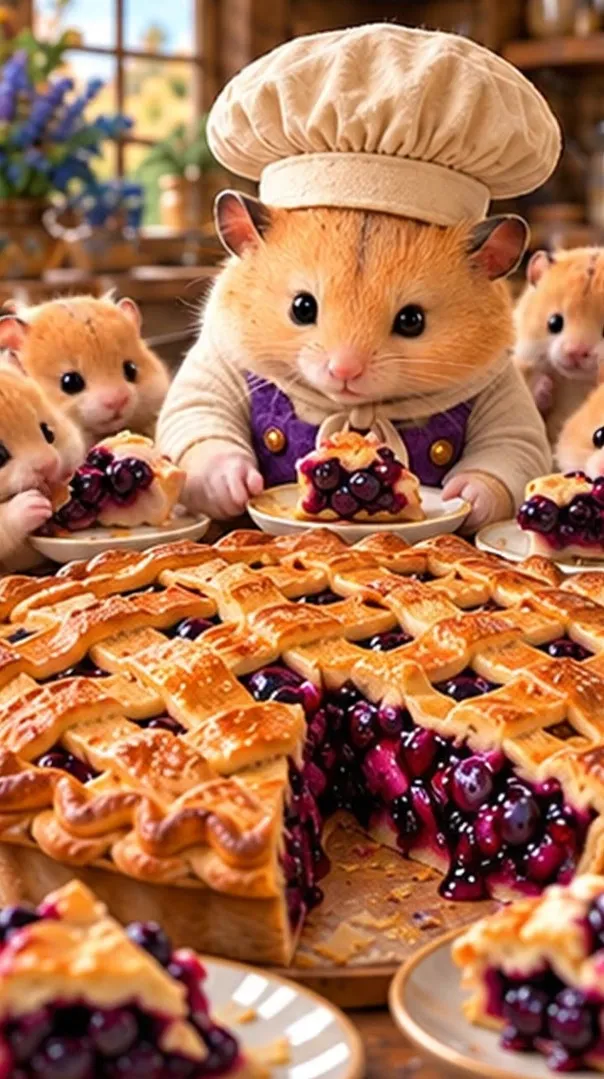 Chef Biscuit presenting Blueberry Pie