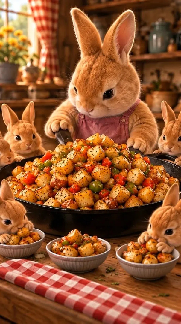 Chef BunBun presenting Breakfast Potatoes