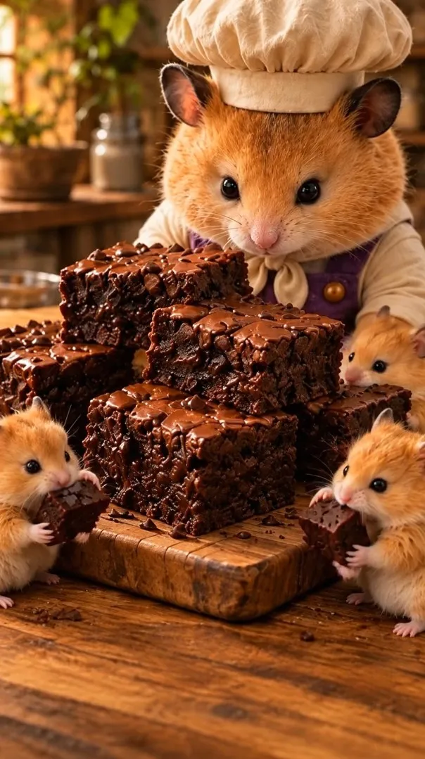 Chef Biscuit presenting Brownies