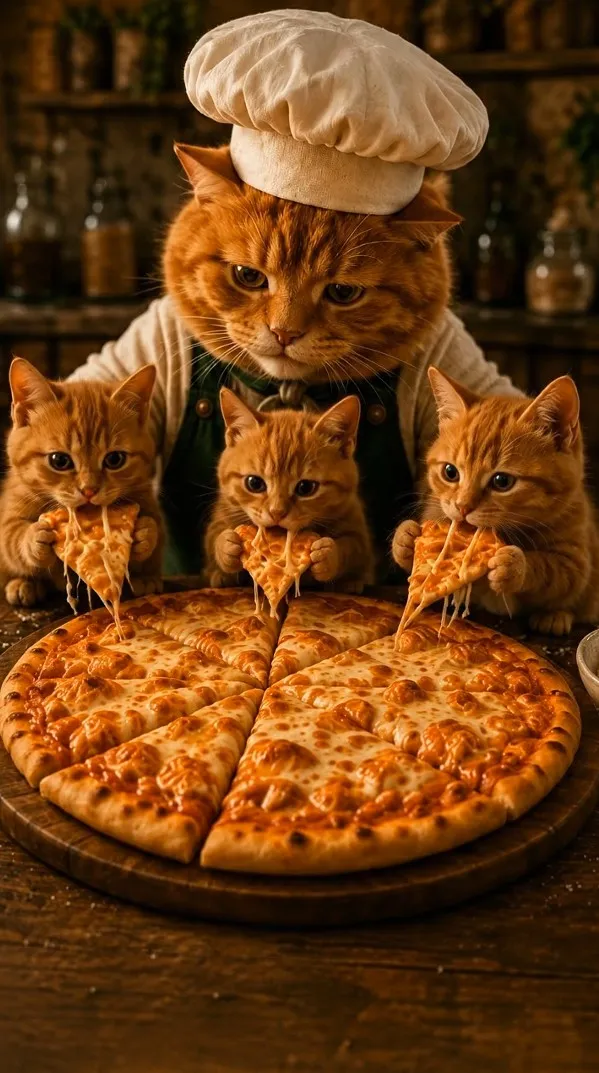 Chef Basil presenting Buffalo Chicken Pizza