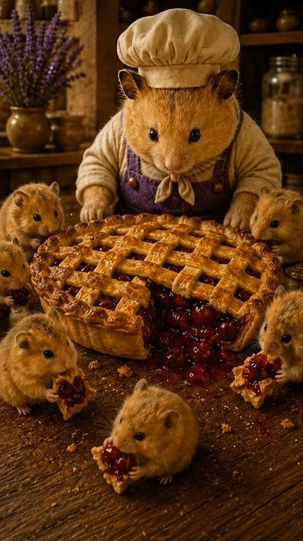 Chef Biscuit presenting Cherry Pie