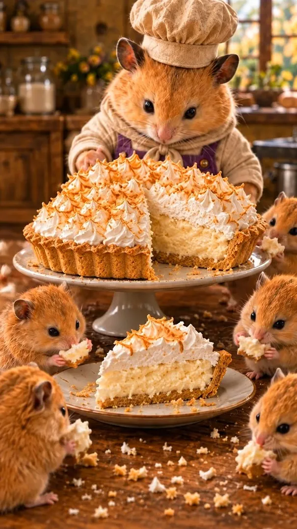 Chef Biscuit presenting Coconut Cream Pie