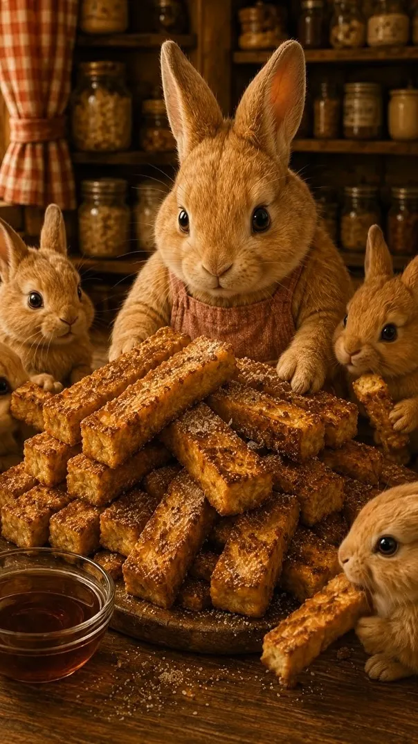 Chef BunBun presenting French Toast Sticks