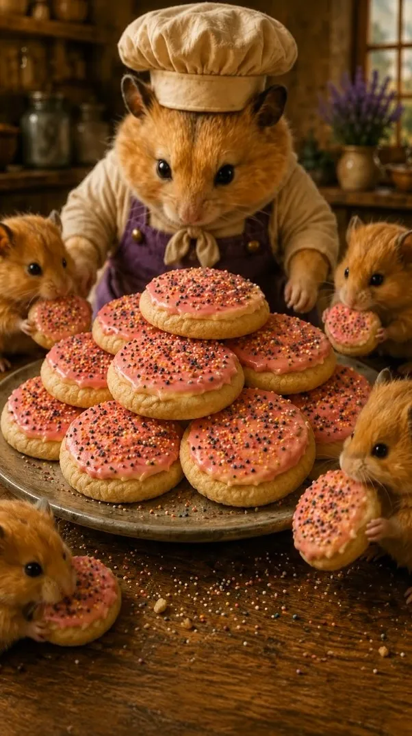 Chef Biscuit presenting Frosted Sugar Cookies
