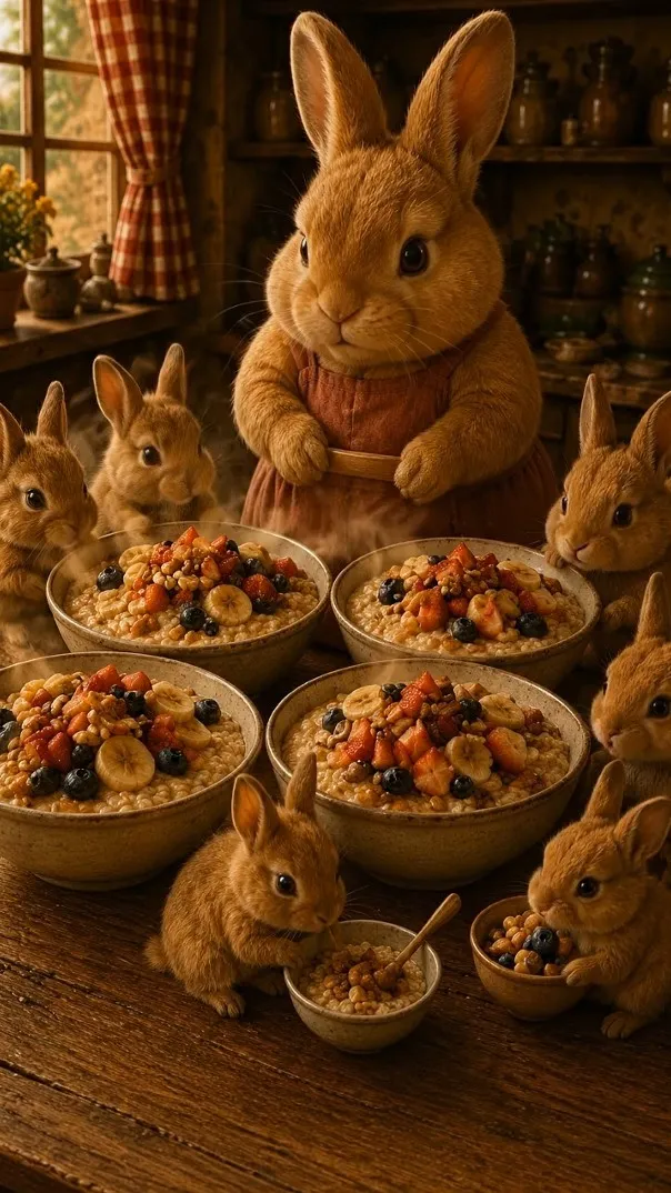 Chef BunBun presenting Homemade Oatmeal