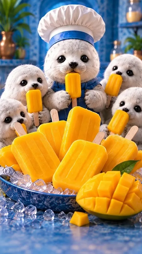 Chef Pluff presenting Mango Popsicles