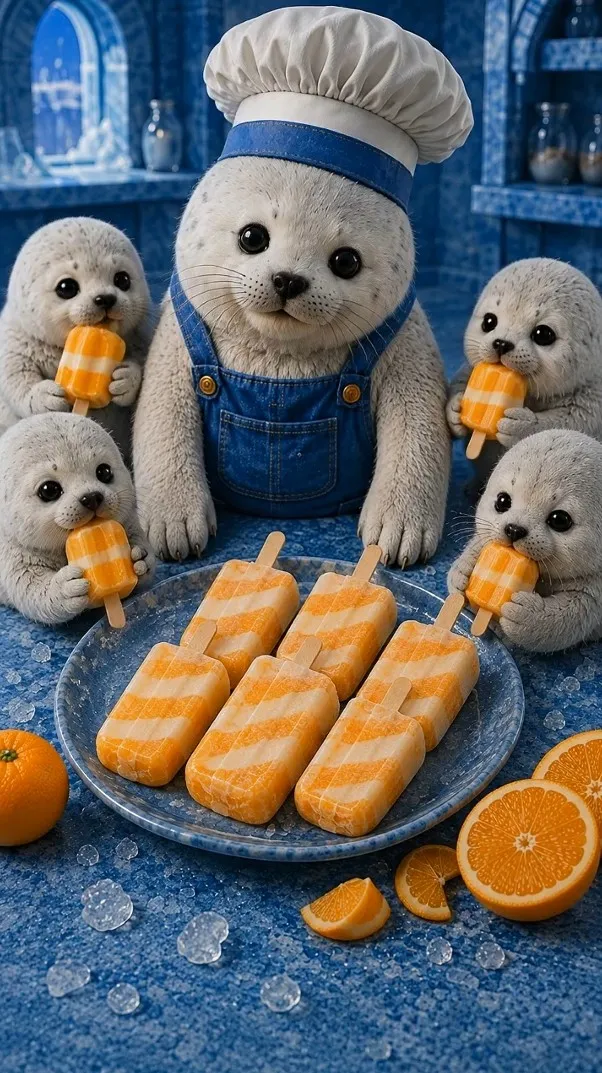 Chef Pluff presenting Orange Creamsicles