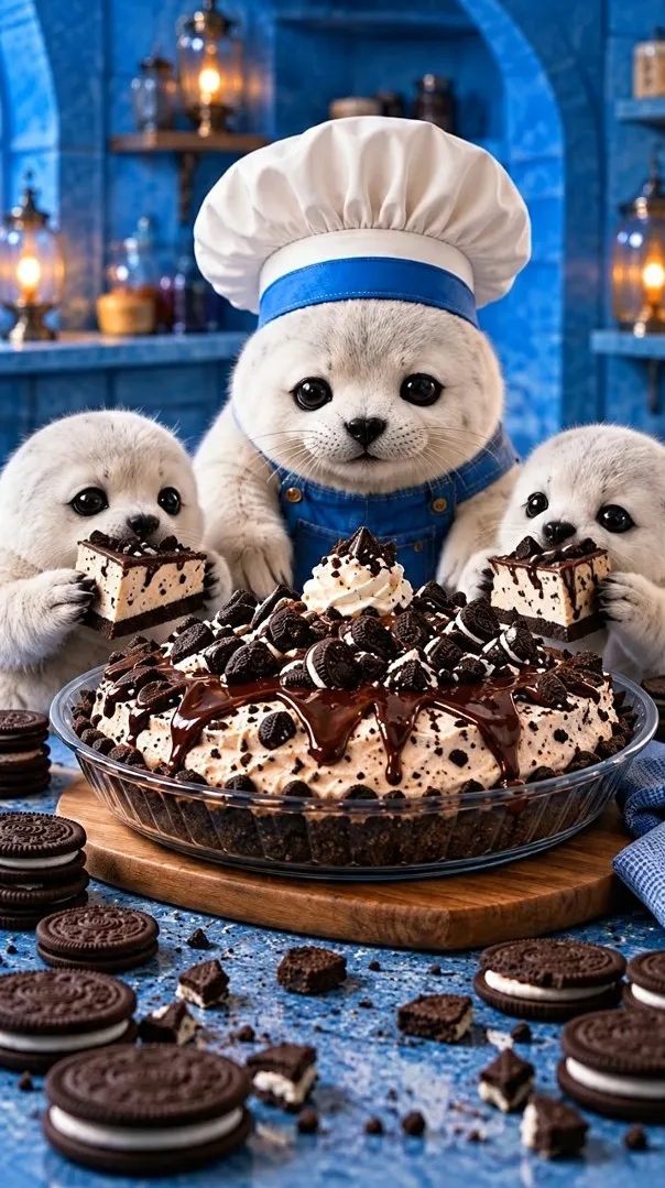 Chef Pluff presenting Oreo Ice Cream Pie