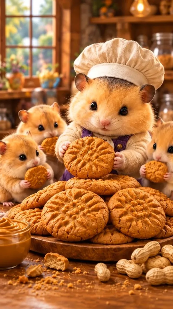 Chef Biscuit presenting Peanut Butter Cookies