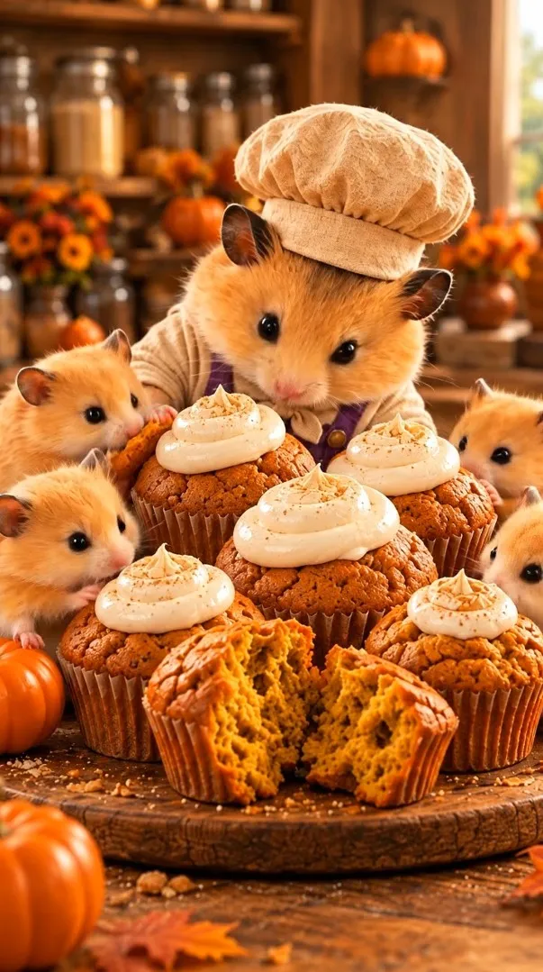 Chef Biscuit presenting Pumpkin Muffins
