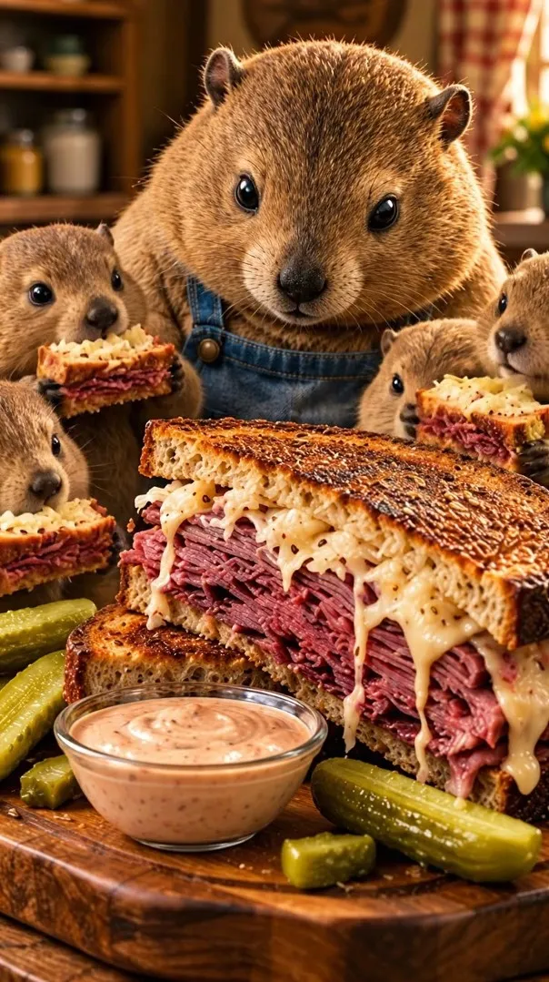Chef Chubbs presenting Reuben Sandwich