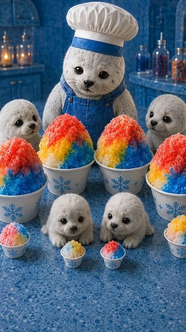 Chef Pluff presenting Snow Cones