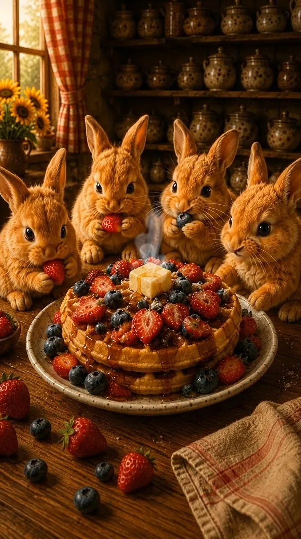Chef BunBun presenting Waffles